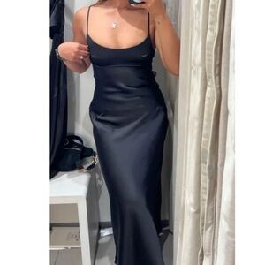 Sold Out Viral Zara Satin Effect Cut-Out Dress - Size